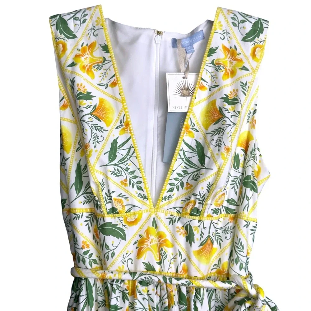 NWT ANTONIO MELANI White and Yellow Floral Maxi Dress- brand new size 12 - Picture 4 of 8